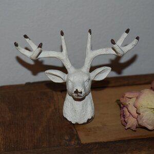 Rustic Country Shabby Chic White Deer Stag Metal Drawer Knob Pull Handle